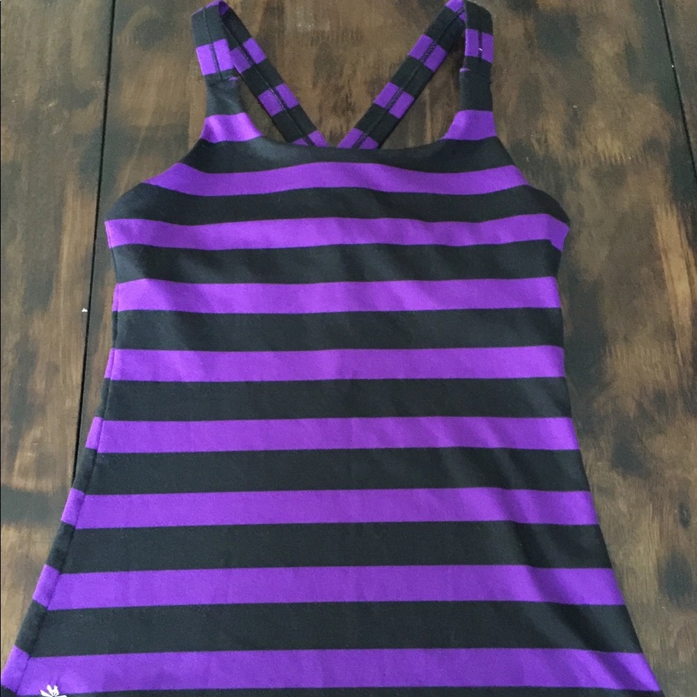 Athleta purple and black striped racer back